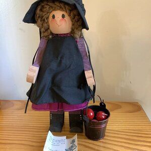 Calico Goose Heather One Of Mrs. G's Kids Wooden Doll W Tag